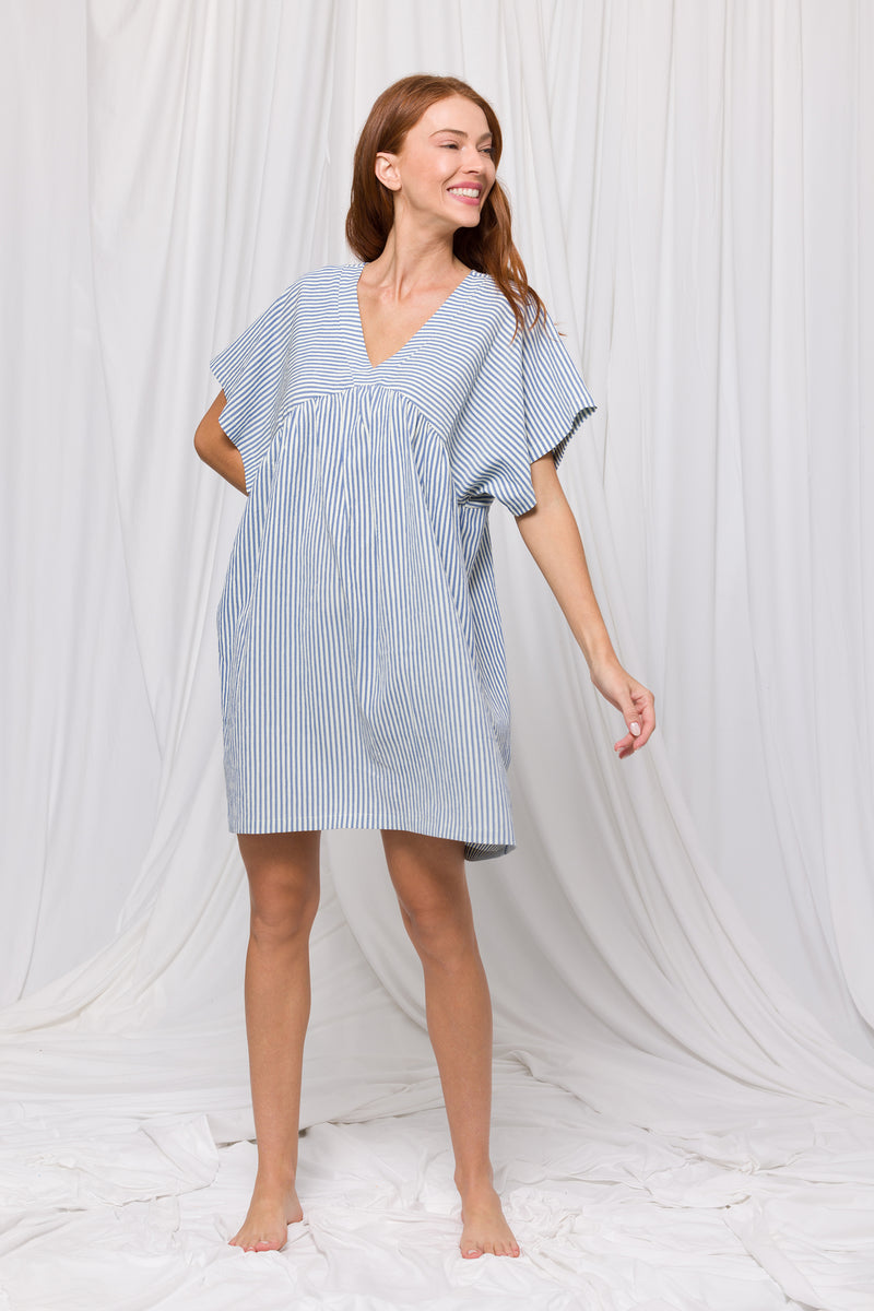 Lordsxlilies jurk verticale streep wit- blauw