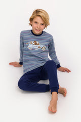 Woody boys/heren pyjamaset multi streep dog