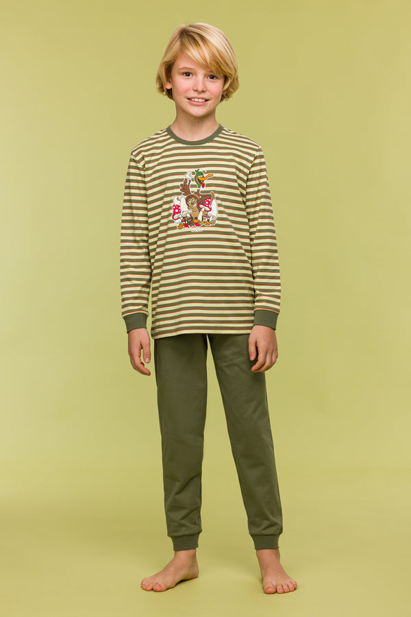 Woody boys pyjamaset eend groen