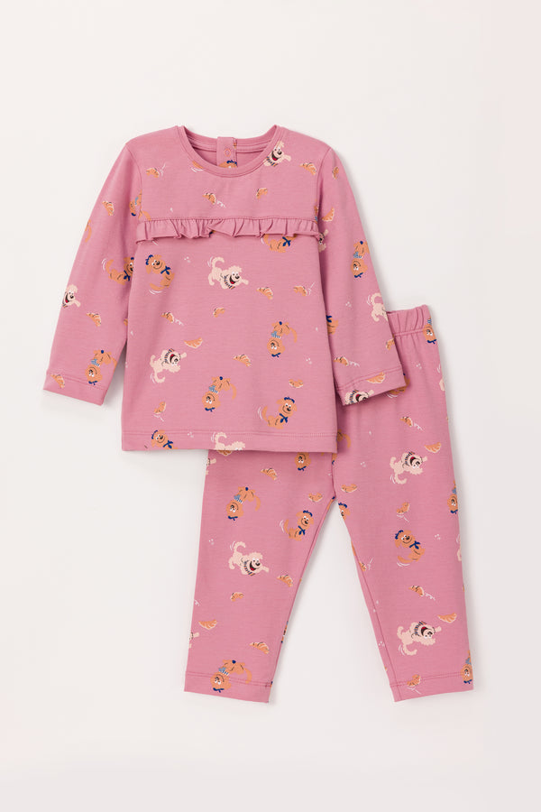 Woody meisje pyjamaset labradoodle roze