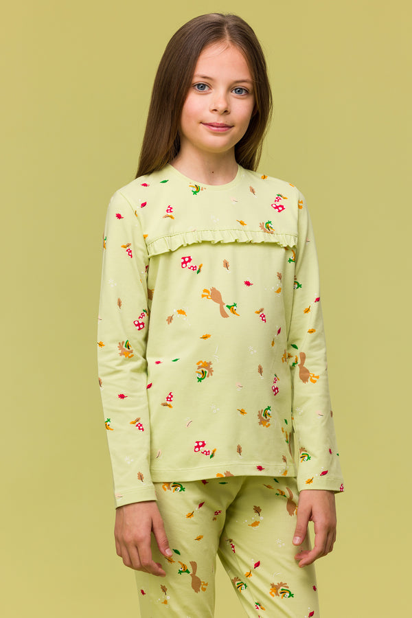 Woody meisje pyjamaset eendjes lichtgroene print