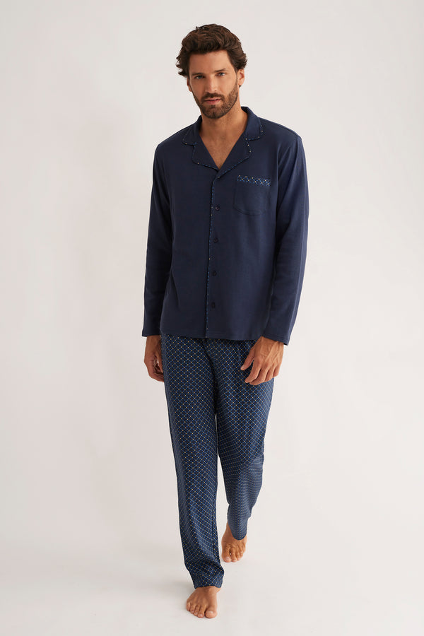 Promise pyjamaset blauw met knoopjes