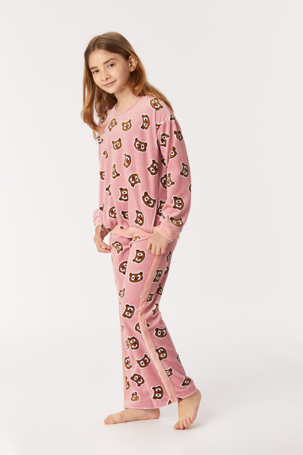 Woody pyjamaset roze met uil print
