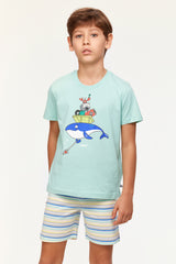 Woody pyjamaset jongens walvis blauw