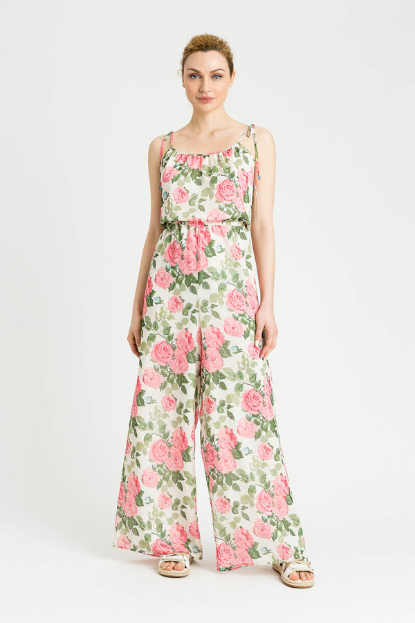 Twin set jumpsuit roses white