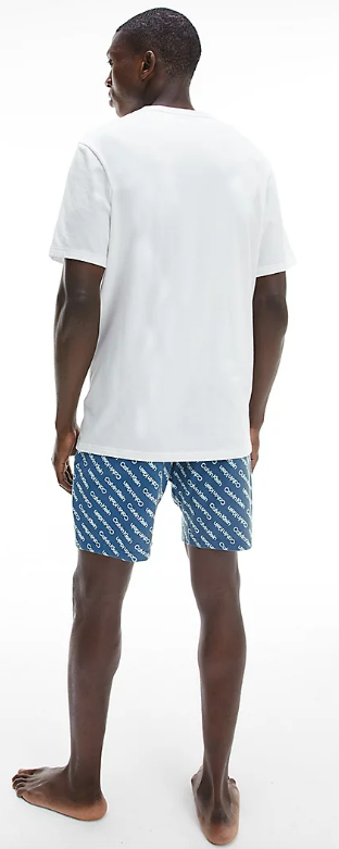 Calvin Klein pyjamaset logo blouse wit + blauwe short