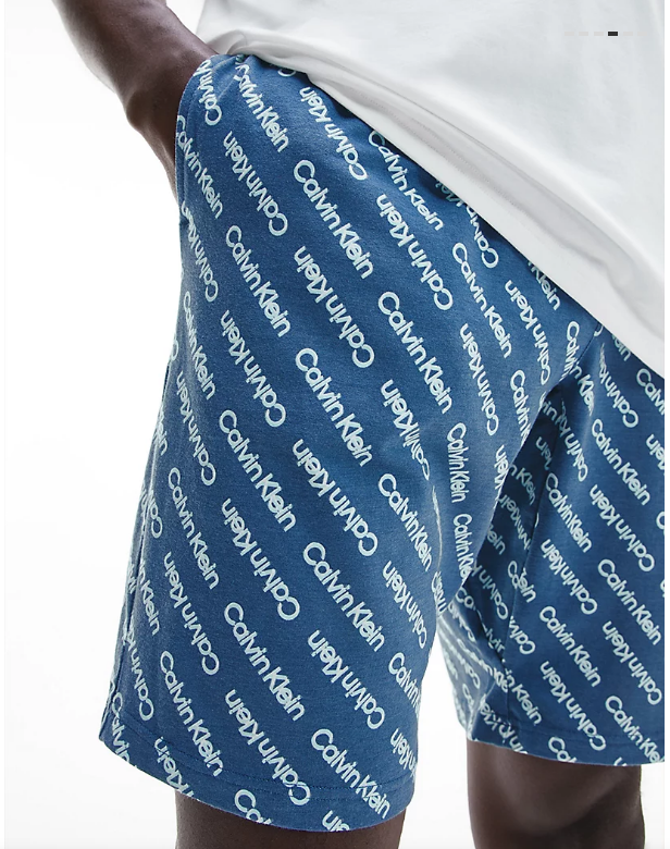 Calvin Klein pyjamaset logo blouse wit + blauwe short