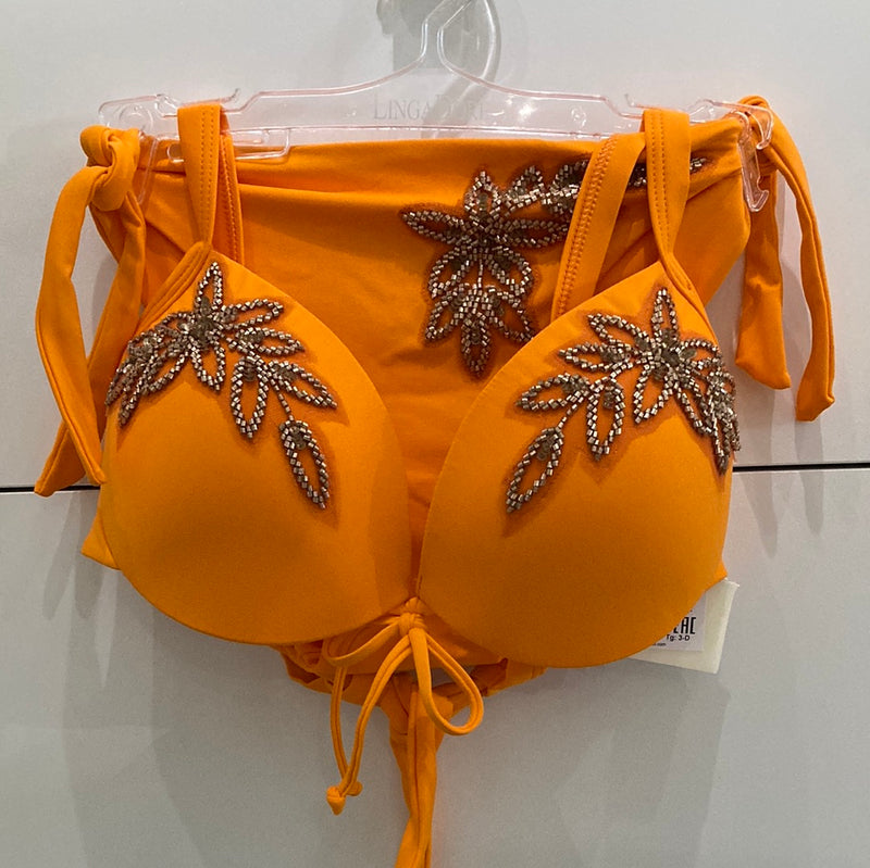 Twinset orange bikinitop met parels