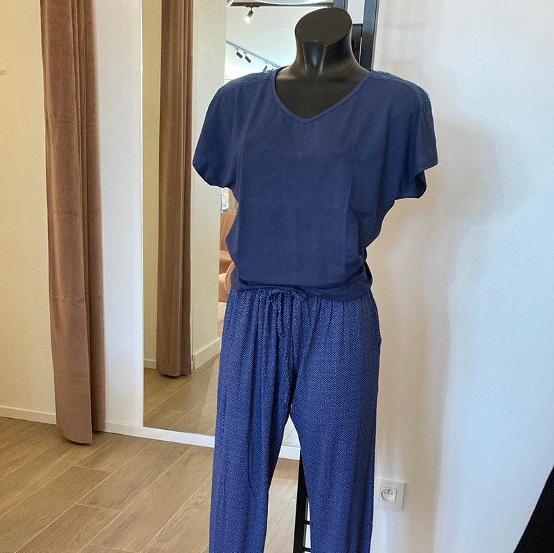 Promise pyjamaset 3/4 broek met tshirt blauw