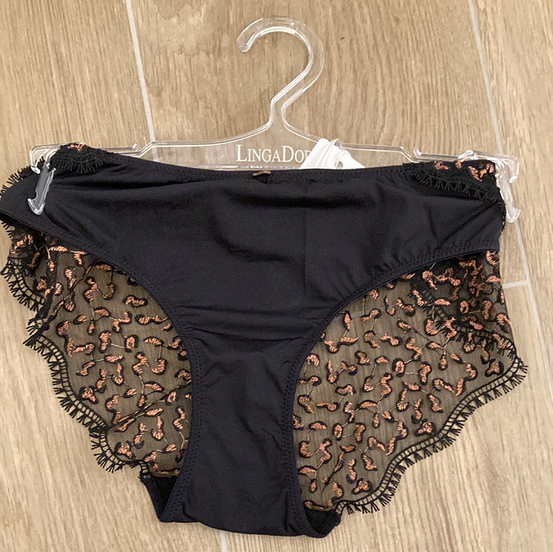 Lingadore slip short zwart-oranje