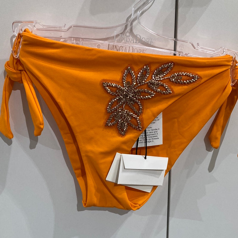 Twinset oranje bikinislip met parels